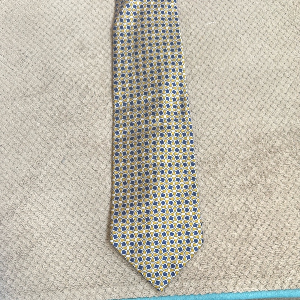 Blue and Gold Geometric Tie Accessory